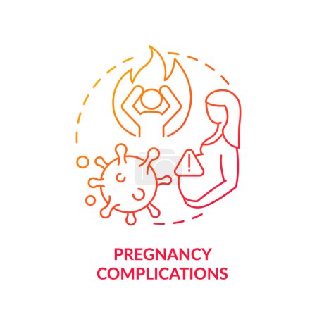 Schwangerschaftskomplikationen rotes Gradienten-Konzept Symbol. Fetale Gesundheit, Gynäkologie. Abbildung der runden Formlinie. Abstrakte Idee. Grafikdesign. Einfache Bedienung in Infografik, Präsentation, Broschüre, Broschüre