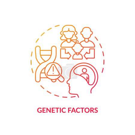 Genetic factors red gradient concept icon. Prenatal period, childbirth. Round shape line illustration. Abstract idea. Graphic design. Easy to use in infographic, presentation, brochure, booklet