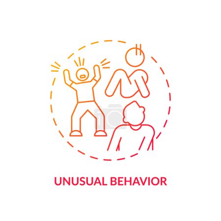 Unusual, abnormal behaviour red gradient concept icon. Social issues. Round shape line illustration. Abstract idea. Graphic design. Easy to use in infographic, presentation, brochure, booklet