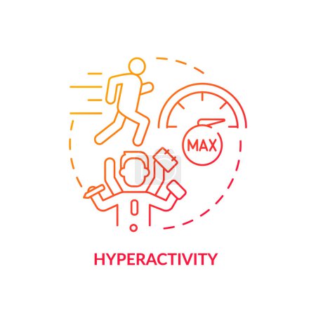 Hyperactivity, focus issues red gradient concept icon. Cognitive development. Round shape line illustration. Abstract idea. Graphic design. Easy to use in infographic, presentation, brochure, booklet
