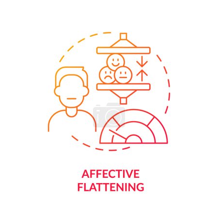 Affective flattening red gradient concept icon. Schizophrenia symptom. Round shape line illustration. Abstract idea. Graphic design. Easy to use in infographic, presentation, brochure, booklet