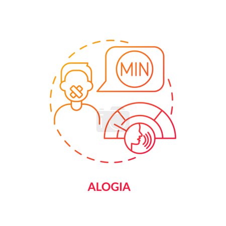 Illustration for Alogia medical condition red gradient concept icon. Schizophrenia symptom. Round shape line illustration. Abstract idea. Graphic design. Easy to use in infographic, presentation, brochure, booklet - Royalty Free Image