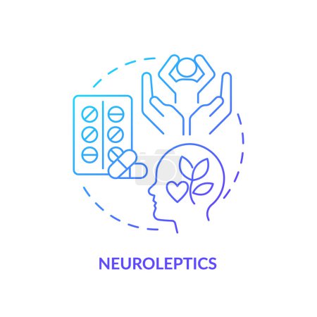 Ilustración de Neurolépticos medicación azul gradiente icono concepto. Medicina antipsicótica. Ilustración de línea de forma redonda. Una idea abstracta. Diseño gráfico. Fácil de usar en infografía, presentación, folleto, folleto - Imagen libre de derechos