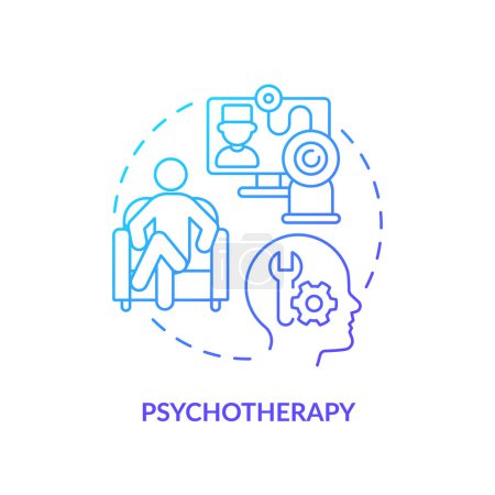 Psychotherapie blue gradient concept icon. Psychologische Beratung. Abbildung der runden Formlinie. Abstrakte Idee. Grafikdesign. Einfache Bedienung in Infografik, Präsentation, Broschüre, Broschüre