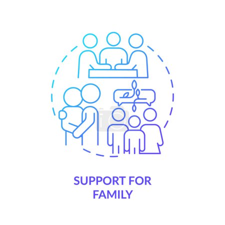 Support for family blue gradient concept icon. Mental help, assistance. Round shape line illustration. Abstract idea. Graphic design. Easy to use in infographic, presentation, brochure, booklet