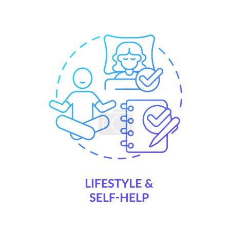Das blaue Gradientenkonzept des Gesundheitswesens ist ein Symbol. Emotionales Wohlbefinden, Selbstfürsorge. Abbildung der runden Formlinie. Abstrakte Idee. Grafikdesign. Einfache Bedienung in Infografik, Präsentation, Broschüre