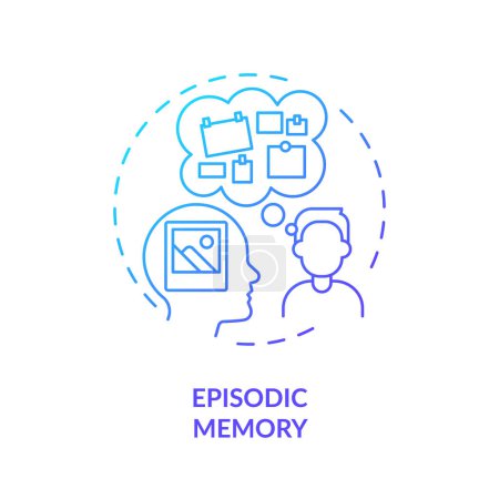 Episodic memory, adhd blue gradient concept icon. Brain processing issues. Round shape line illustration. Abstract idea. Graphic design. Easy to use in infographic, presentation, brochure, booklet