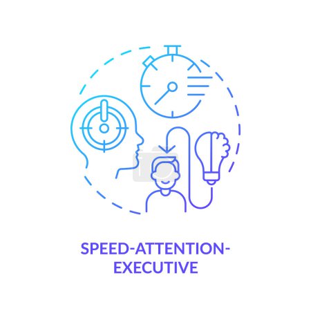 Speed-attention-executive blue gradient concept icon. Hyperaktives Verhalten. Abbildung der runden Formlinie. Abstrakte Idee. Grafikdesign. Einfache Bedienung in Infografik, Präsentation, Broschüre, Broschüre