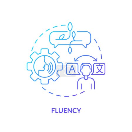 Fluency, language proficiency blue gradient concept icon. Linguistic skills. Round shape line illustration. Abstract idea. Graphic design. Easy to use in infographic, presentation, brochure, booklet