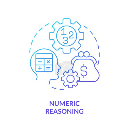 Numeric reasoning blue gradient concept icon. Mathematical intelligence. Round shape line illustration. Abstract idea. Graphic design. Easy to use in infographic, presentation, brochure, booklet