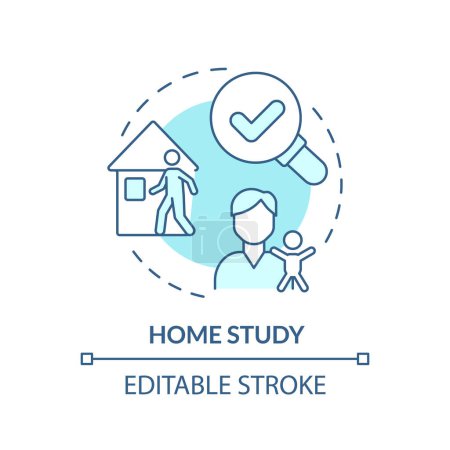 Home study soft blue concept icon. Social worker home visit. Family assessment. Legal process of adoption. Round shape line illustration. Abstract idea. Graphic design. Easy to use