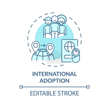 International adoption soft blue concept icon. Adopter un nouveau-né d'un pays étranger. Famille multiculturelle. Illustration de forme ronde. Idée abstraite. Conception graphique. Facile à utiliser