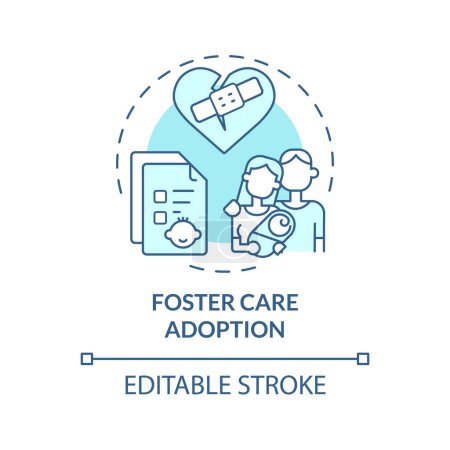 Illustration for Foster care adoption soft blue concept icon. Newborn protection. Child custody. Adopting orphan. Loving family. Round shape line illustration. Abstract idea. Graphic design. Easy to use - Royalty Free Image