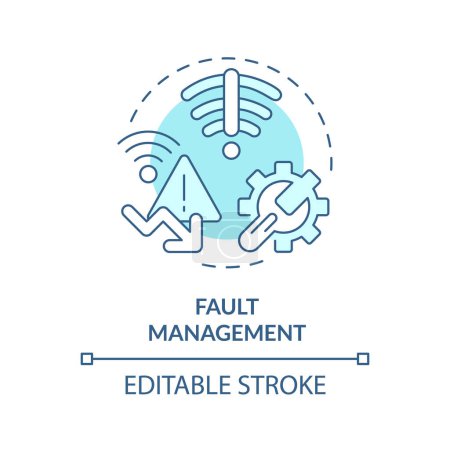 Fault management soft blue concept icon. Log analyzing, vulnerability assessment. Server administration maintenance. Round shape line illustration. Abstract idea. Graphic design. Easy to use