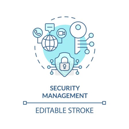 Security management soft blue concept icon. Internet infrastructure administration. Intrusion detection monitoring. Round shape line illustration. Abstract idea. Graphic design. Easy to use