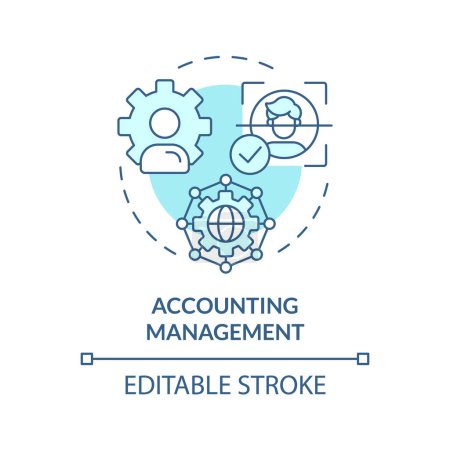 Accounting management soft blue concept icon. Digital tracking, log analyzing. Network protocol regulation. Round shape line illustration. Abstract idea. Graphic design. Easy to use