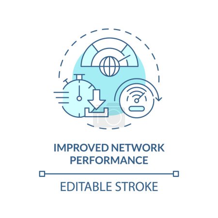 Network performance soft blue concept icon. Internet connection monitoring. Log analyzing, process improvement. Round shape line illustration. Abstract idea. Graphic design. Easy to use