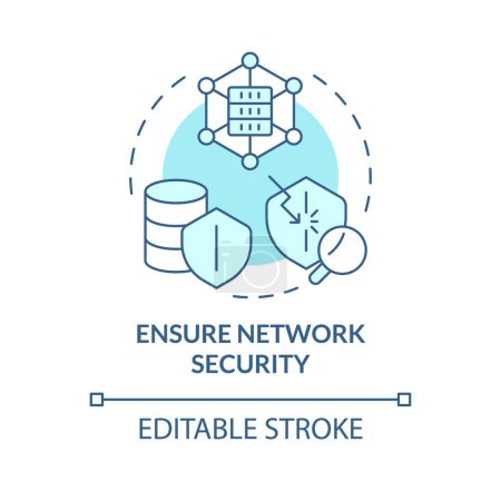 Network security soft blue concept icon. Data encryption, privacy. Vulnerability protection, assessment risk. Round shape line illustration. Abstract idea. Graphic design. Easy to use