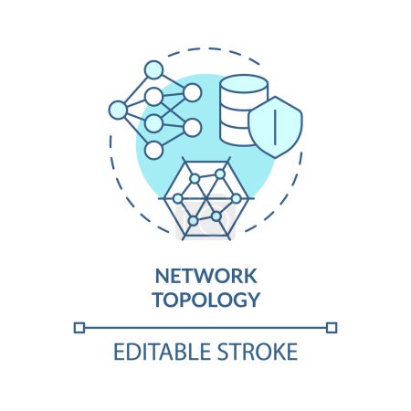 Network topology soft blue concept icon. System structure configuration. Data administration. Efficiency management. Round shape line illustration. Abstract idea. Graphic design. Easy to use