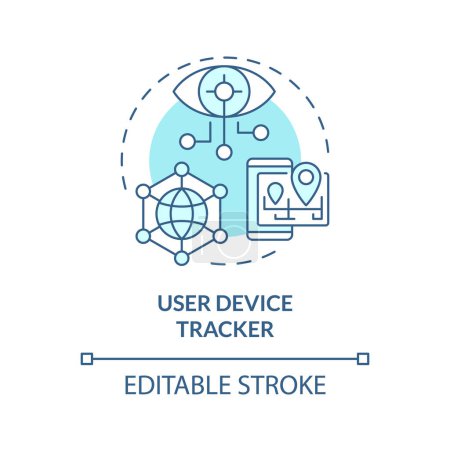 Digital tracking soft blue concept icon. Device management, security protocols. Vulnerability assessment, cybersecurity. Round shape line illustration. Abstract idea. Graphic design. Easy to use