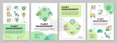 Fleet management benefits green circle brochure template. Leaflet design with linear icons. Editable 4 vector layouts for presentation, annual reports. Arial-Bold, Myriad Pro-Regular fonts used