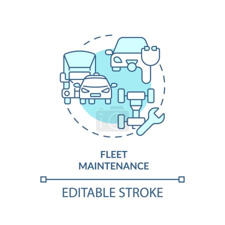 Fleet maintenance soft blue concept icon. Vehicle management, inventory control. Round shape line illustration. Abstract idea. Graphic design. Easy to use in infographic, presentation