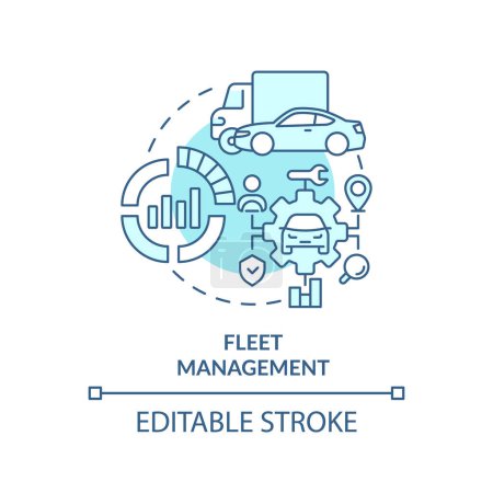 Fleet management soft blue concept icon. Vehicle maintenance. Operational efficiency. Round shape line illustration. Abstract idea. Graphic design. Easy to use in infographic, presentation