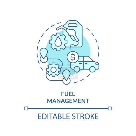 Kraftstoffmanagement weiches blaues Konzept Symbol. Routenoptimierung, Effizienzkontrolle. Abbildung der runden Formlinie. Abstrakte Idee. Grafikdesign. Einfache Bedienung in Infografik, Präsentation