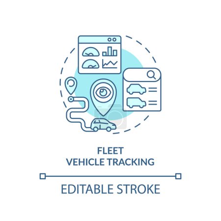 Fleet vehicle tracking soft blue concept icon. Überwachung der Reefer, Routenplanung. Abbildung der runden Formlinie. Abstrakte Idee. Grafikdesign. Einfache Bedienung in Infografik, Präsentation
