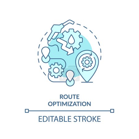 Illustration for Route optimization soft blue concept icon. Operational costs reduce. Fuel consumption management. Round shape line illustration. Abstract idea. Graphic design. Easy to use in infographic - Royalty Free Image