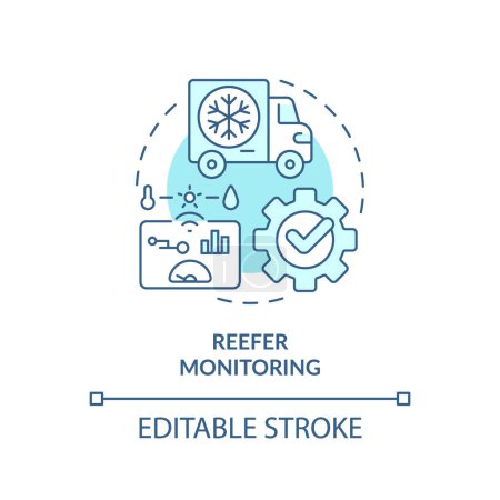 Reefer monitoring soft blue concept icon. Fleet cars management. Industry regulation standards. Round shape line illustration. Abstract idea. Graphic design. Easy to use in infographic, presentation