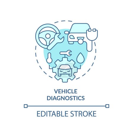 Vehicle diagnostics soft blue concept icon. Car fleet management. Inventory control. Round shape line illustration. Abstract idea. Graphic design. Easy to use in infographic, presentation