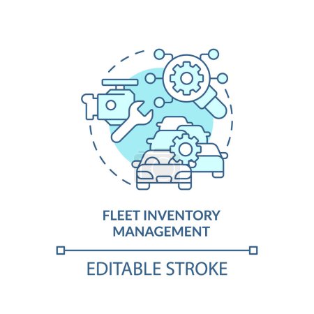 Fleet Inventory Management weiches blaues Konzept Symbol. Fahrzeugdiagnose, Effizienzkontrolle. Abbildung der runden Formlinie. Abstrakte Idee. Grafikdesign. Einfache Bedienung in Infografik, Präsentation