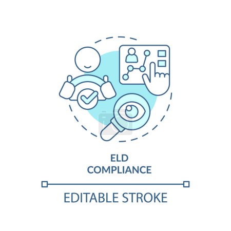 ELD compliance soft blue concept icon. Onboard diagnostics system. Industry standards. Round shape line illustration. Abstract idea. Graphic design. Easy to use in infographic, presentation
