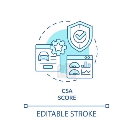 CSA score soft blue concept icon. Service clientèle, taux de satisfaction. Mesures de sensibilisation à la sécurité. Illustration de forme ronde. Idée abstraite. Conception graphique. Facile à utiliser dans l'infographie