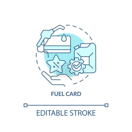 Fuel card soft blue concept icon. Car fleet expenses, money saving. Expenditure control. Round shape line illustration. Abstract idea. Graphic design. Easy to use in infographic, presentation