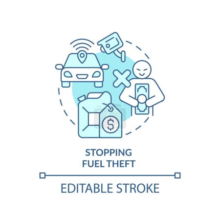 Fuel theft stopping soft blue concept icon. Vehicle monitoring, financial loss. Gasoline stole. Round shape line illustration. Abstract idea. Graphic design. Easy to use in infographic, presentation