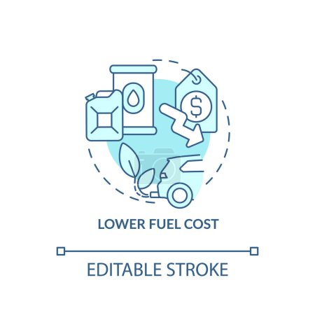 Lower fuel cost soft blue concept icon. Price reduction. Fleet expenses, gas prices. Round shape line illustration. Abstract idea. Graphic design. Easy to use in infographic, presentation