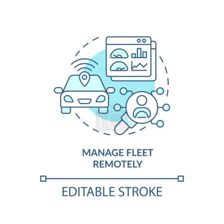 Remote fleet manage soft blue concept icon. Vehicle tracking, efficiency control. Round shape line illustration. Abstract idea. Graphic design. Easy to use in infographic, presentation