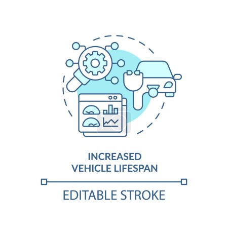 Vehicle increased lifespan soft blue concept icon. Fleet management, car maintenance. Round shape line illustration. Abstract idea. Graphic design. Easy to use in infographic, presentation