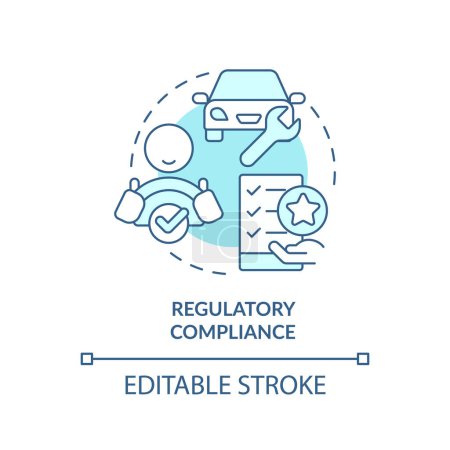 Illustration for Regulatory compliance soft blue concept icon. Industry standards, regulation policy. Round shape line illustration. Abstract idea. Graphic design. Easy to use in infographic, presentation - Royalty Free Image
