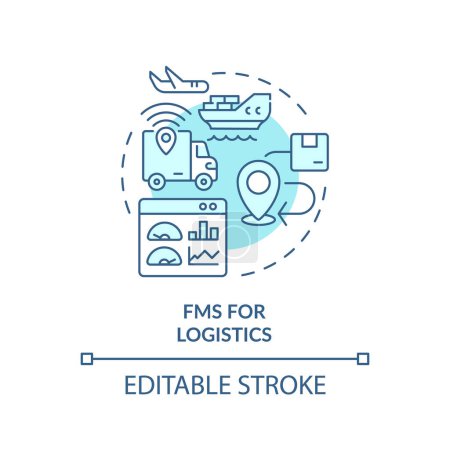 FMS for logistics soft blue concept icon. Shipping logistics, transportation management. Round shape line illustration. Abstract idea. Graphic design. Easy to use in infographic, presentation