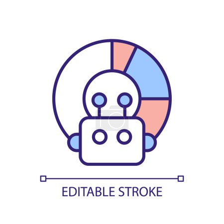 AI analytics RGB color icon. Machine learning. Information processing. Statistical analysis. Business intelligence. Isolated vector illustration. Simple filled line drawing. Editable stroke