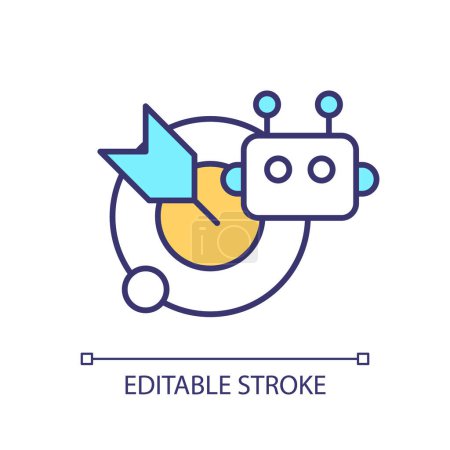 Continuous improvement RGB color icon. Target and robot head. Process management. Machine learning. Business process. Isolated vector illustration. Simple filled line drawing. Editable stroke