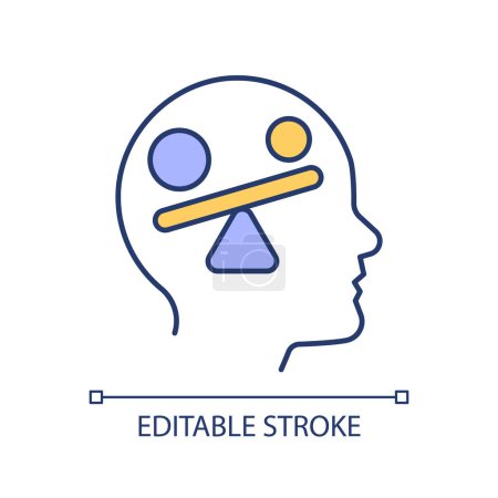 Neuromediator disbalance RGB color icon. Neurocognitive function disease. Scales counterweight, geometry figures. Isolated vector illustration. Simple filled line drawing. Editable stroke
