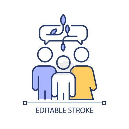 Family mental support RGB color icon. Social network services assistance. Positive psychology. Companionship protection. Isolated vector illustration. Simple filled line drawing. Editable stroke