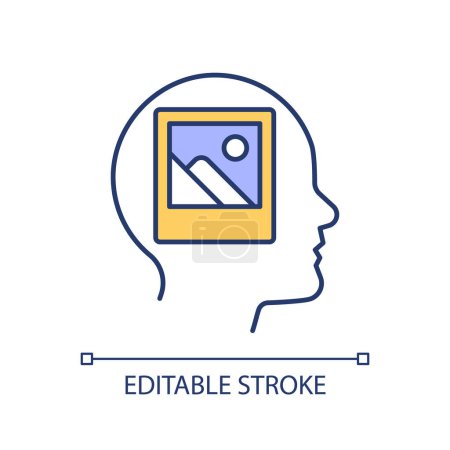 Eidetic memory RGB color icon. Photographic visual learn. Cognitive development, intelligence. Memorise function. Isolated vector illustration. Simple filled line drawing. Editable stroke