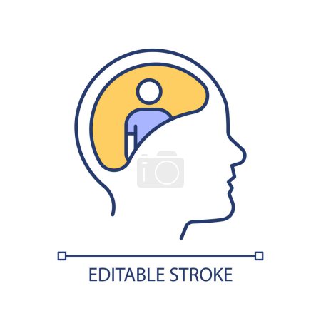 Head visual thinking RGB color icon. Mental cognitive function. Neurocognitive psychology. Mind cognition. Isolated vector illustration. Simple filled line drawing. Editable stroke