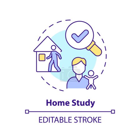Home study multi color concept icon. Social worker home visit. Family assessment. Legal process of adoption. Round shape line illustration. Abstract idea. Graphic design. Easy to use