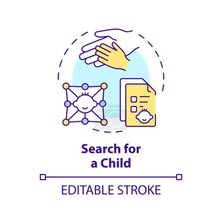 Search for child multi color concept icon. Waiting for adoption. Matching with baby. Child care. Social services. Round shape line illustration. Abstract idea. Graphic design. Easy to use